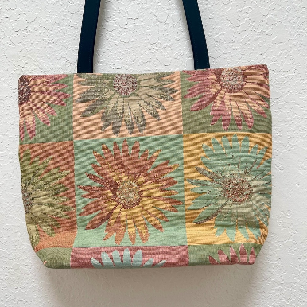 Danny K Beverly Hills Floral Tapestry Tote Bag Sunflower Woven Shoulder Bag USA - Picture 3 of 6